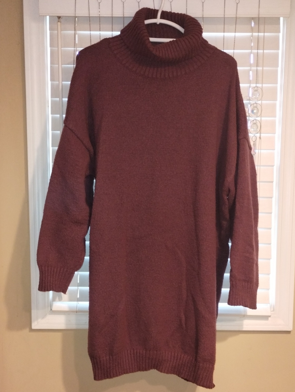 Oversized Cowl Neck Sweater Dress in Burgundy